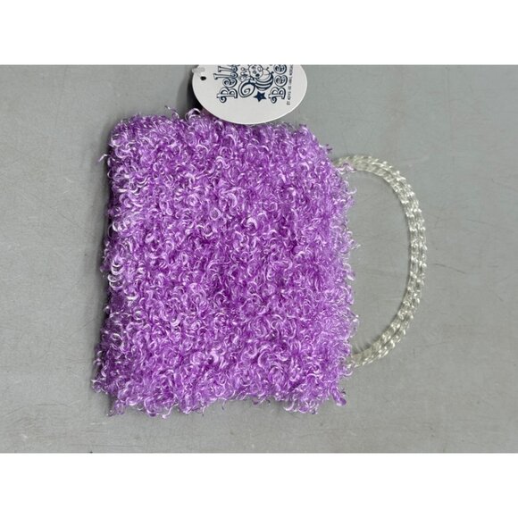 Bella Bee Purple Fuzzy Handbag Clear Handle for kids plastic handles 5x7" READ - Picture 5 of 6